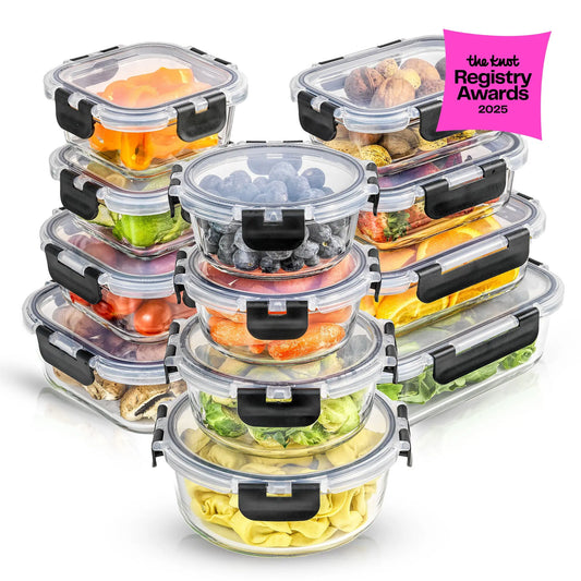 12 Glass Storage Containers with LeakproofLids Set